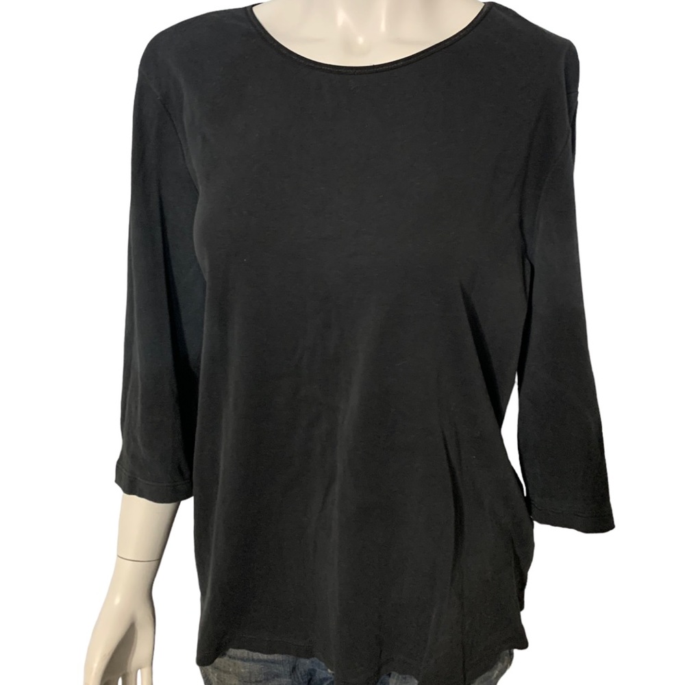CJ Banks plain black 3/4 sleeves woman’s top.